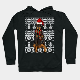 Santa Hat Doberman Pinscher Ugly Christmas Hoodie